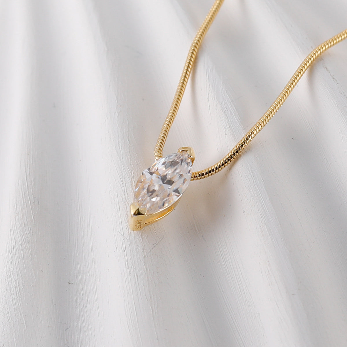 S925 Argent plaqué or Marquise 5&10mm Collier en mossanite 1ct D Couleur VVS1 Argent doré O