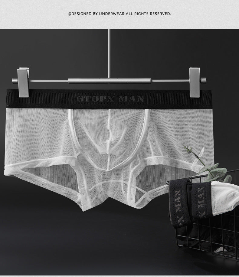 Personnalité Ice Silk U Convex Basse taille mince transparent Sexy Mesh Breathable Slips