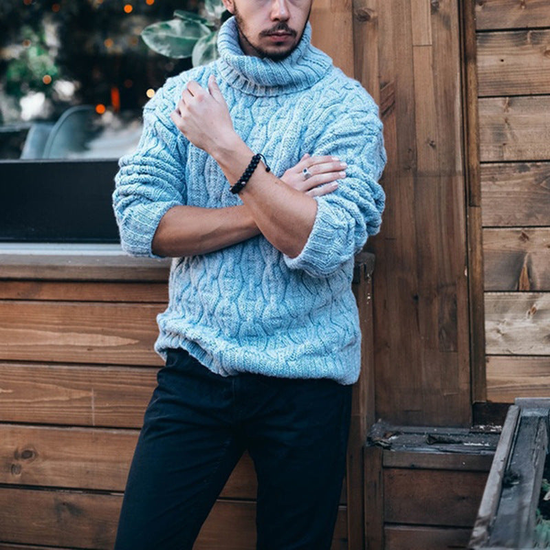Homme Couleur solide Tendance Tendance Col Tortue Chandail tricoté