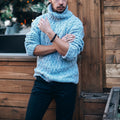 Homme Couleur solide Tendance Tendance Col Tortue Chandail tricoté