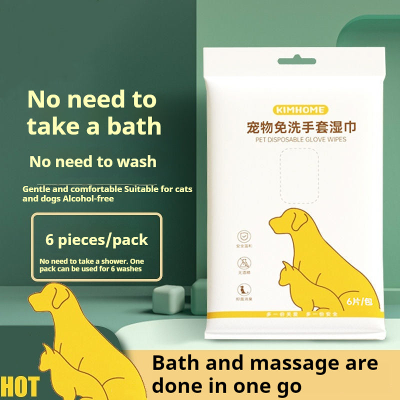 Fournitures jetables de bain Wipes humides pour les gants jetables pour animaux