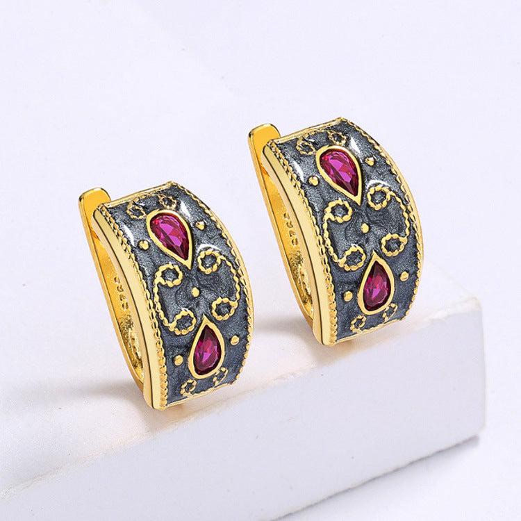 Classic Retro Exquise Bijoux Enamel Ensemble de trois pièces