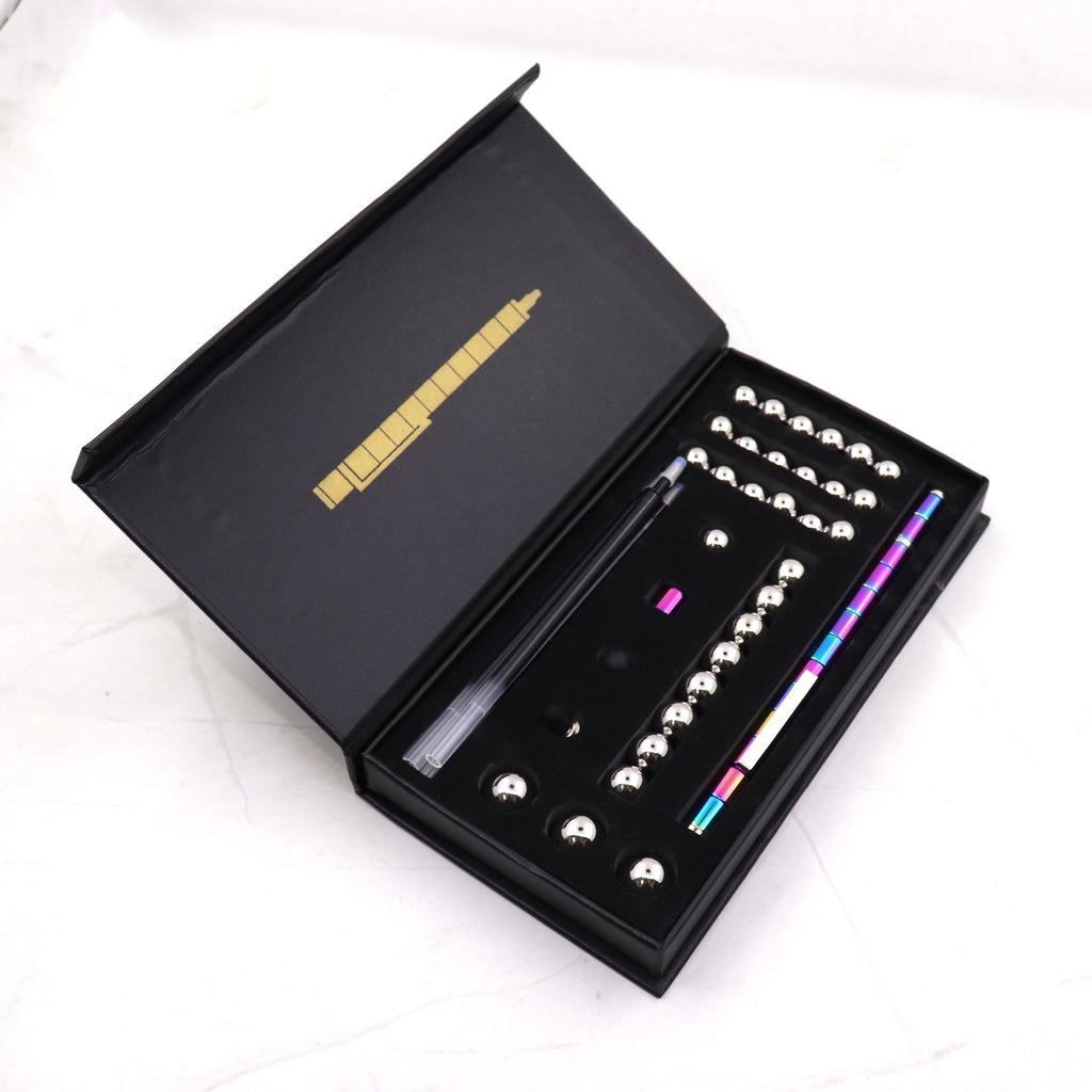 Stress Reducer Relief Toys Cadeau Boîte amusante en or noir Kits Fidget stylo polaire magnétique avec