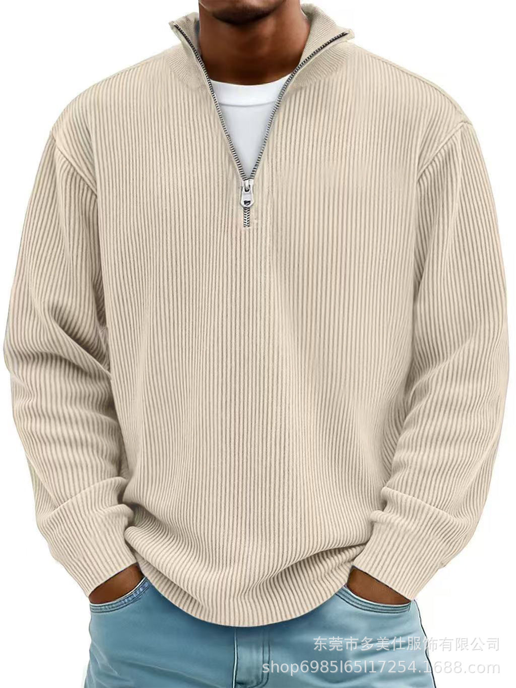 L'automne d'Amazon et l'hiver des hommes Casual Stand-Up Collier zipper Corduroy manches longues hommes