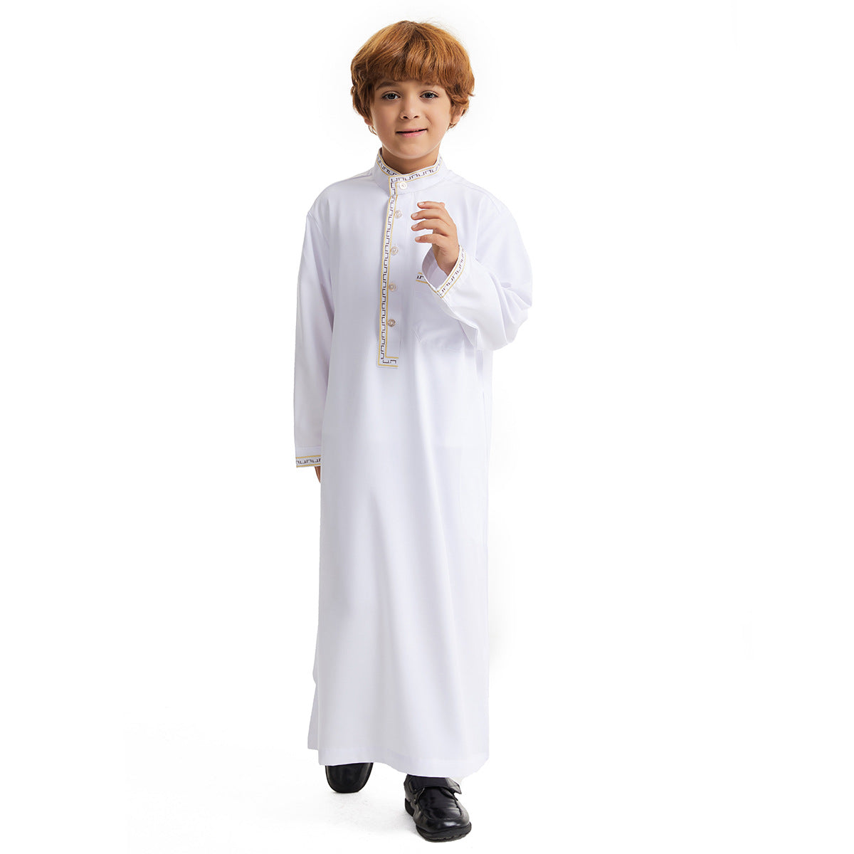 Moyen-Orient garçon Robe Stand Collar Button longue chemise