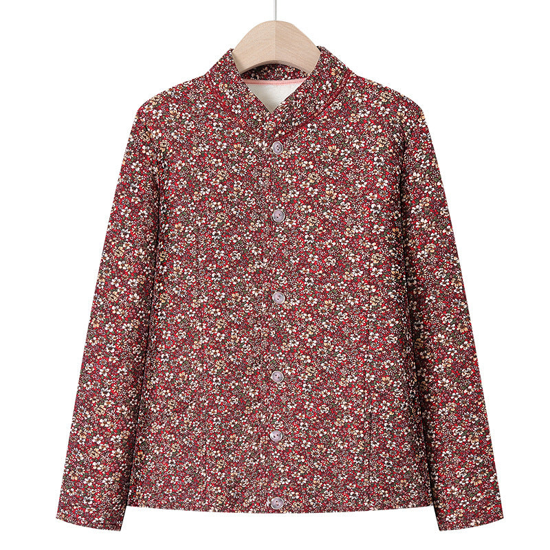 Veste en coton floral pour femmes d'âge moyen et âgées
