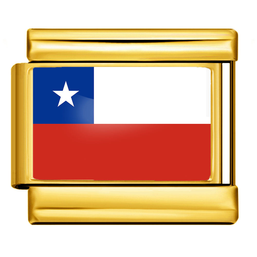 Arrière-plan d'or World Flag Photo Epoxy Italien Module Bracelet
