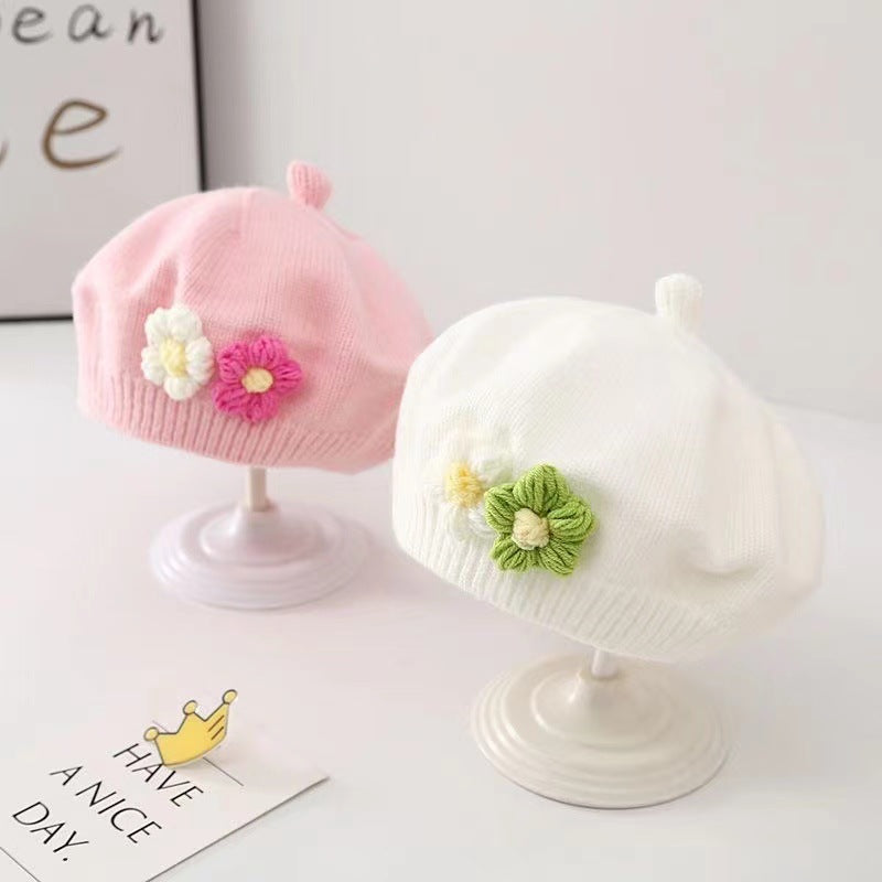 Chapeau bébé fille Béret tricoté en laine