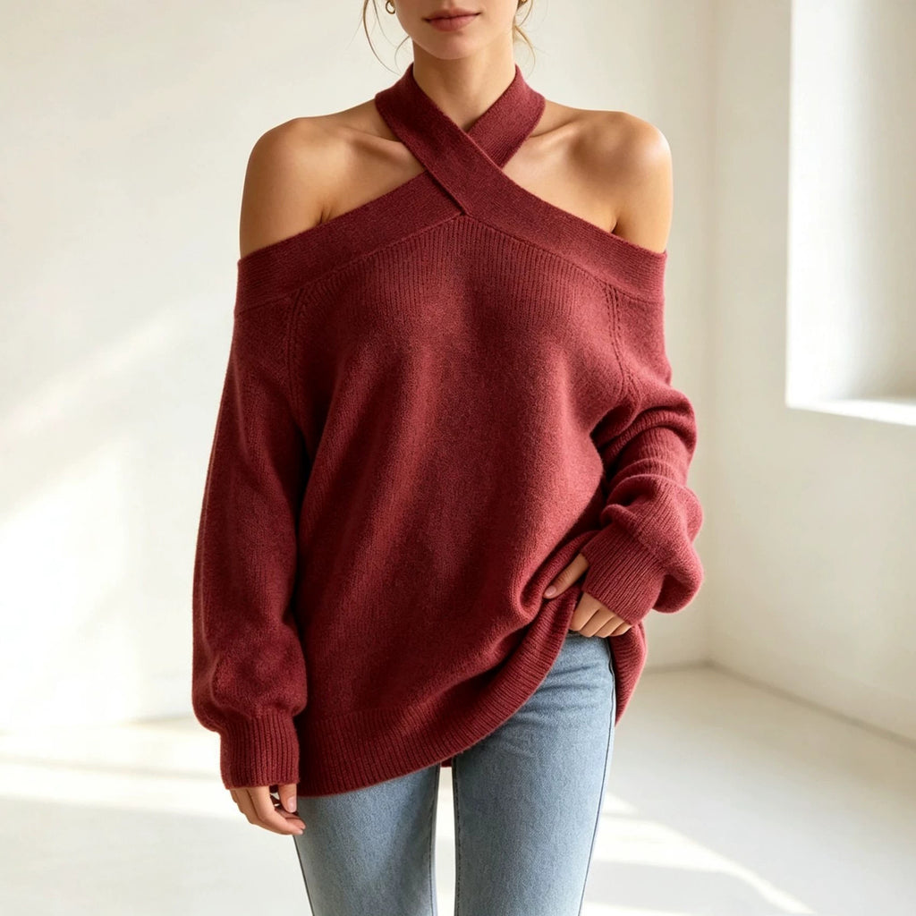 Halterneck Pull-over tricoté pour les femmes