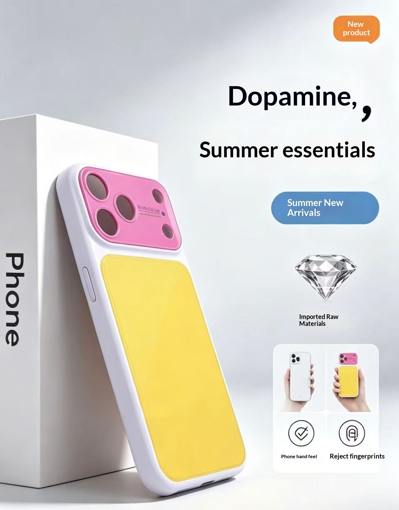 Summer Dopamine inspiré de la couleur bloc Phone Case avec une grande fenêtre