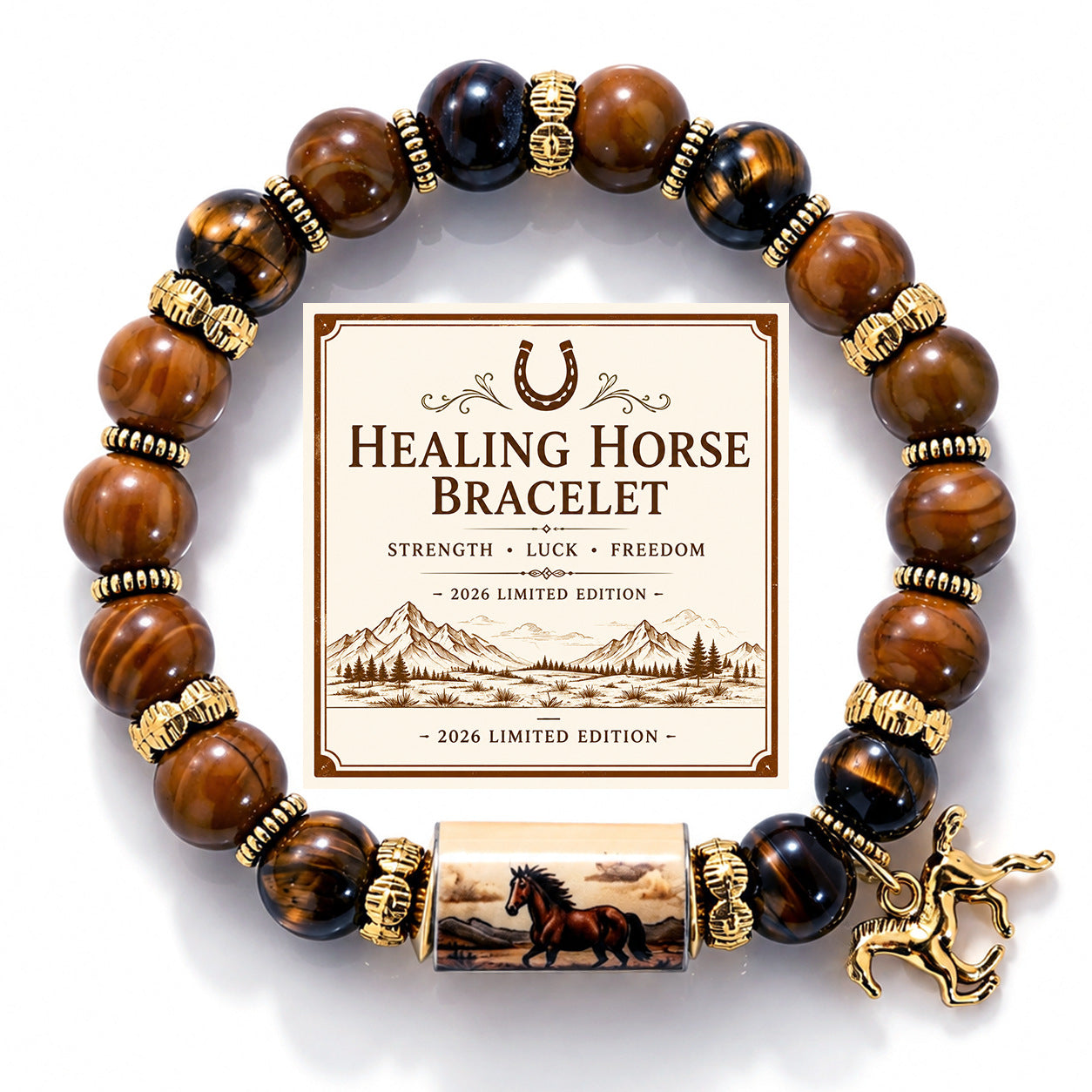 Western Cowboy Horse Crystal Perle Bracelet