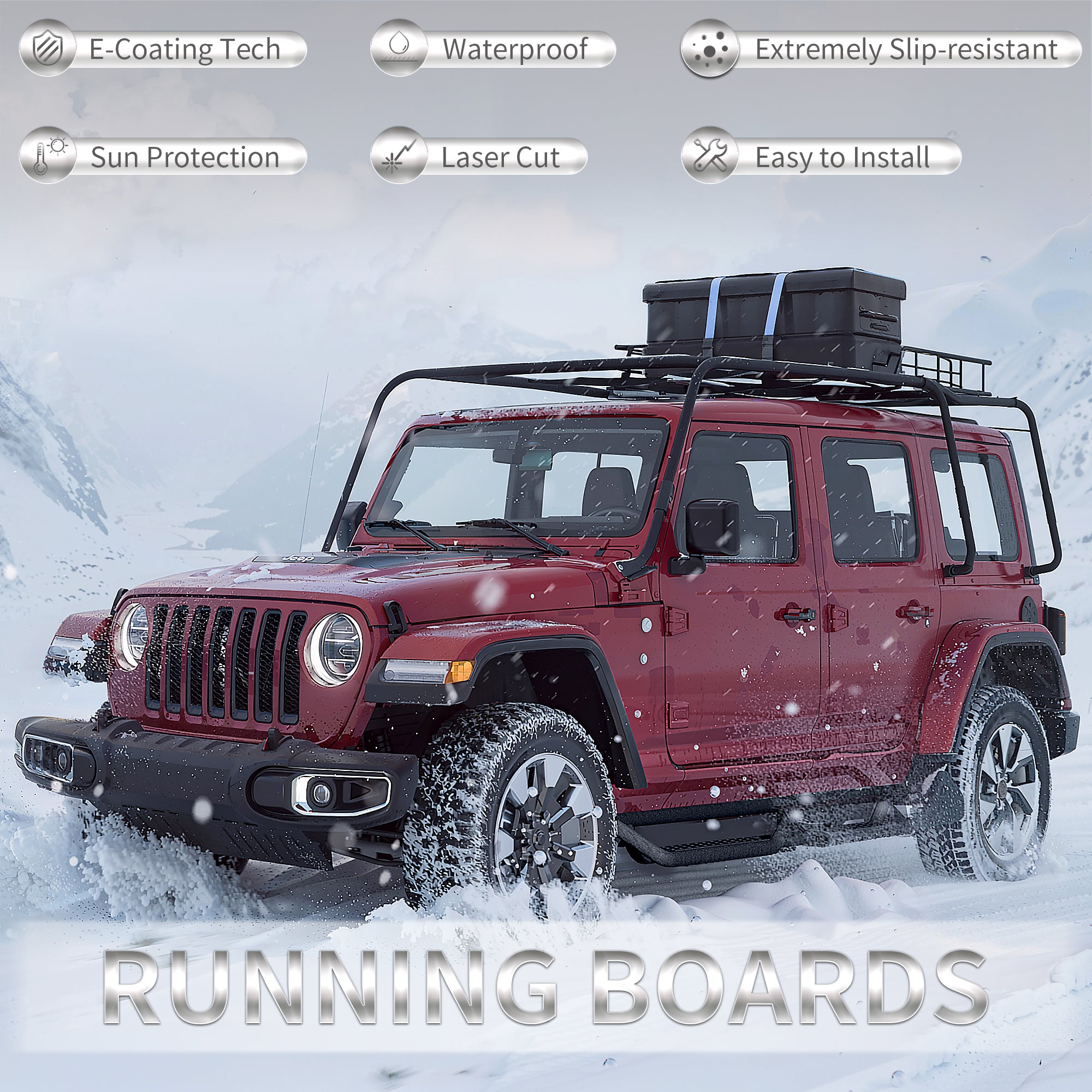 Planches de course Nerf Barres marches latérales pour 07-18 Jeep Wrangler JK Unlimited 4 Door