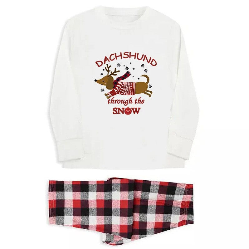 Parent-enfant Elk Pattern Plaid Pantalon costume de Noël manches longues