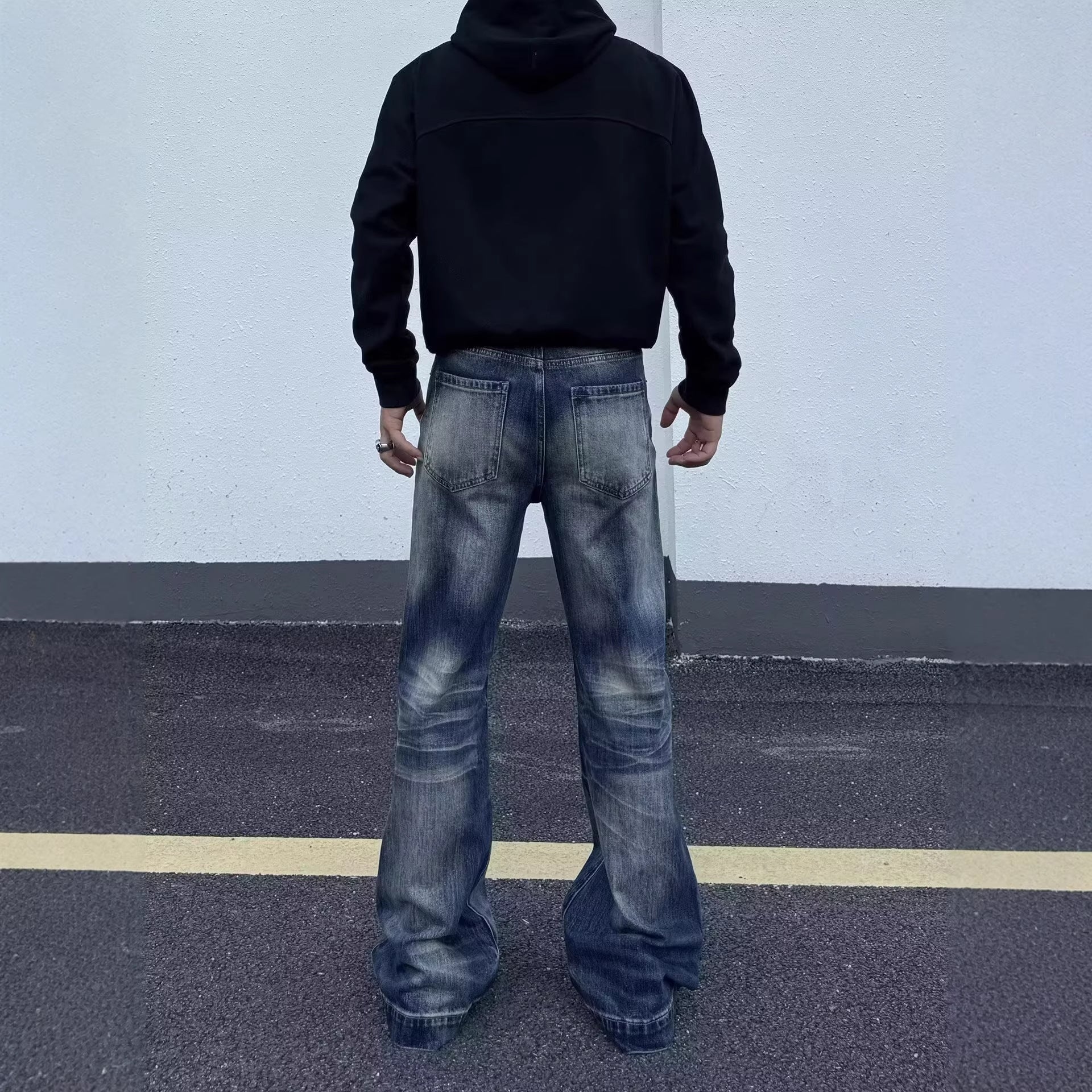 Jeans pour hommes lavés et dérangés style américain