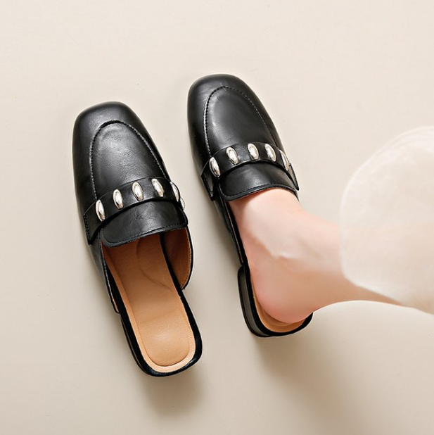 Été Noir Mode Fée Style confortable Une sangle Mule Slippers pour les femmes porter Outdoo