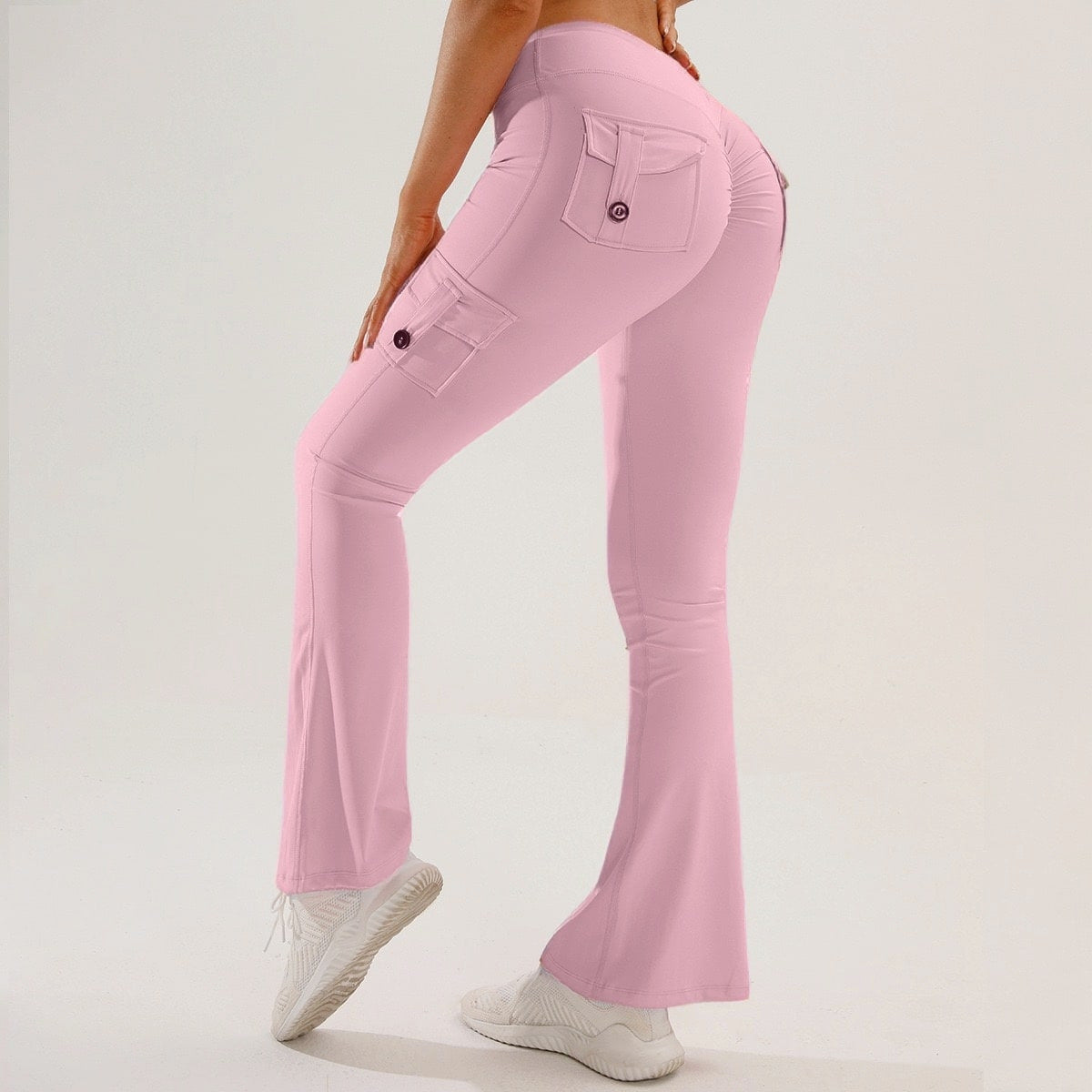 Yoga Tight-Fitting Pantalons de Yoga Sports de plein air Fitness Multi-Pocket Yoga Long Pantalons Flared P