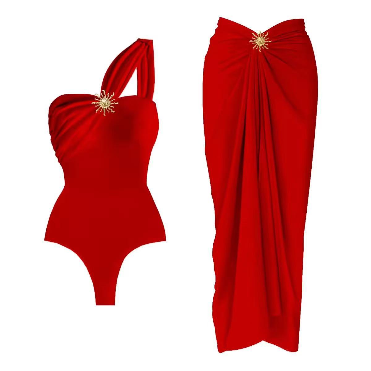Maillot de bain Bikini One-Piece avec jupe Mesh Set de tournesol