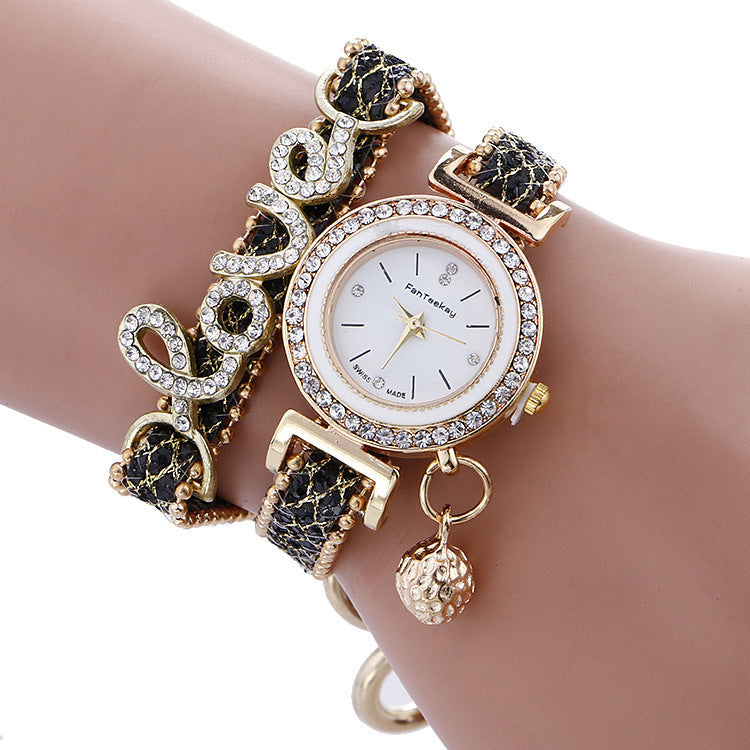 Bracelet en cuir cristal AMOUR Femmes Montre