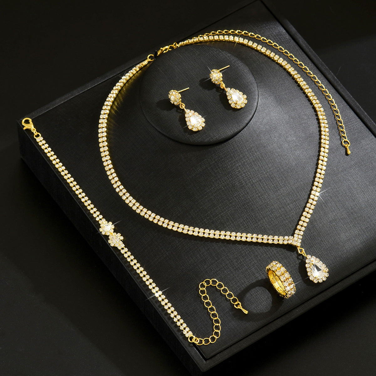 Ensemble de Bijoux en Strass 4 Pcs