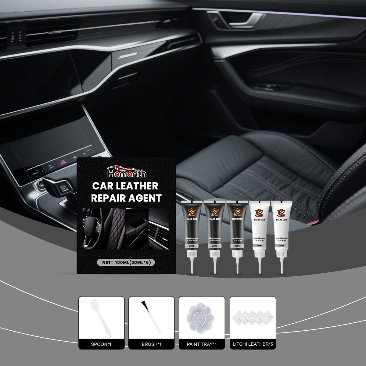 HOMONTH Kit de soins en cuir automobile