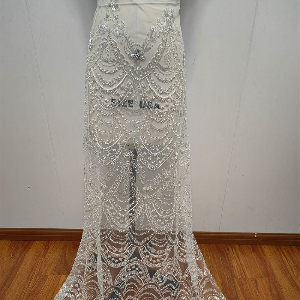 Robe de mariage en dentelle paille de style Wave