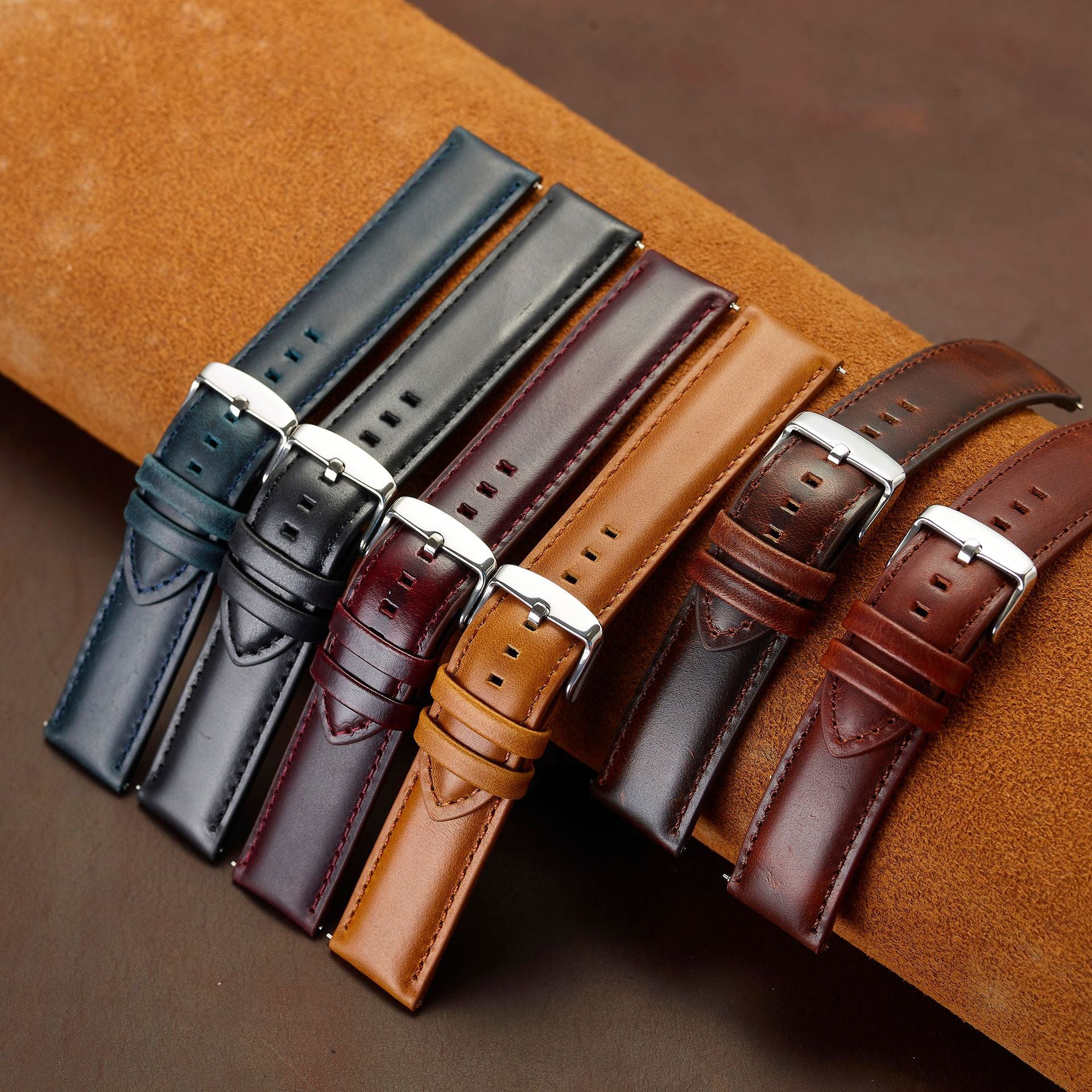 Fermoir de bracelet de montre vintage en cuir véritable