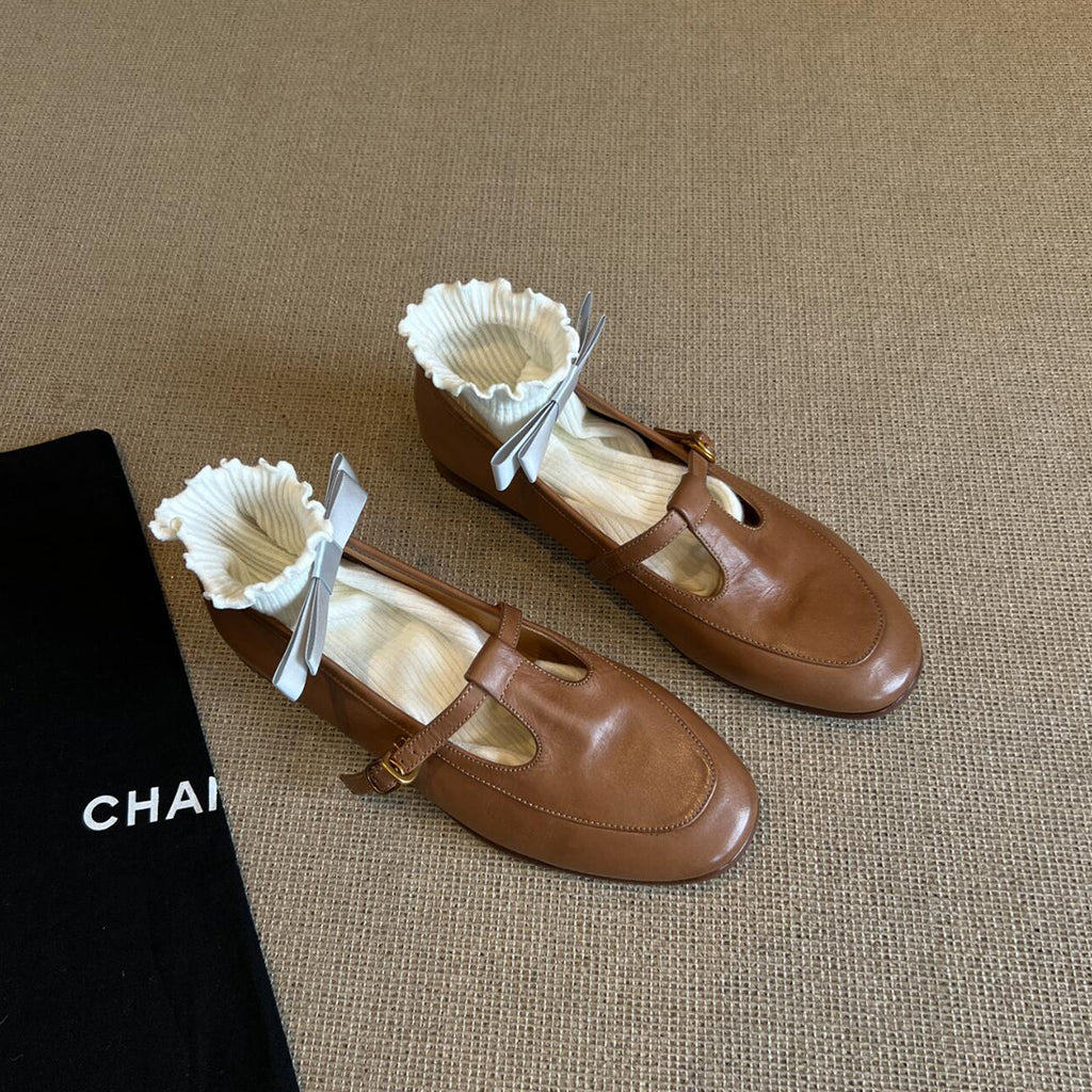Femmes Retro T-Strap Slip-on Chaussures