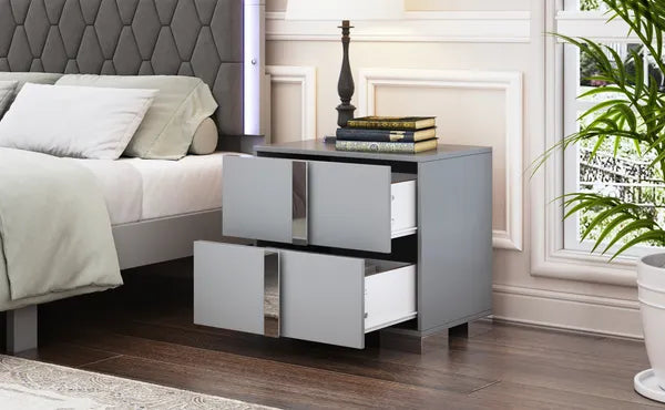Stylish bedside table with metal base