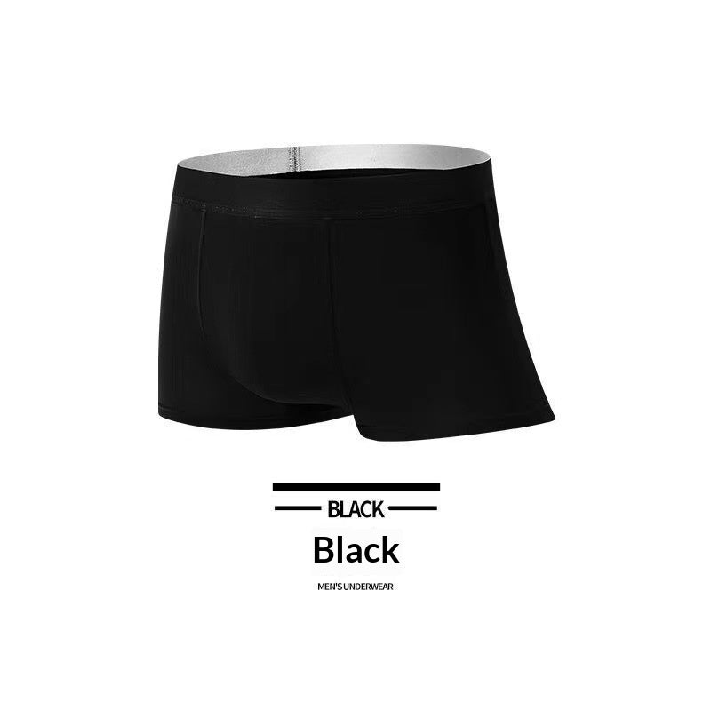 Ice Silk Hommes Sous-vêtements Hommes Boxer Slip Youthful Solid-color Respirant et Antibactéria
