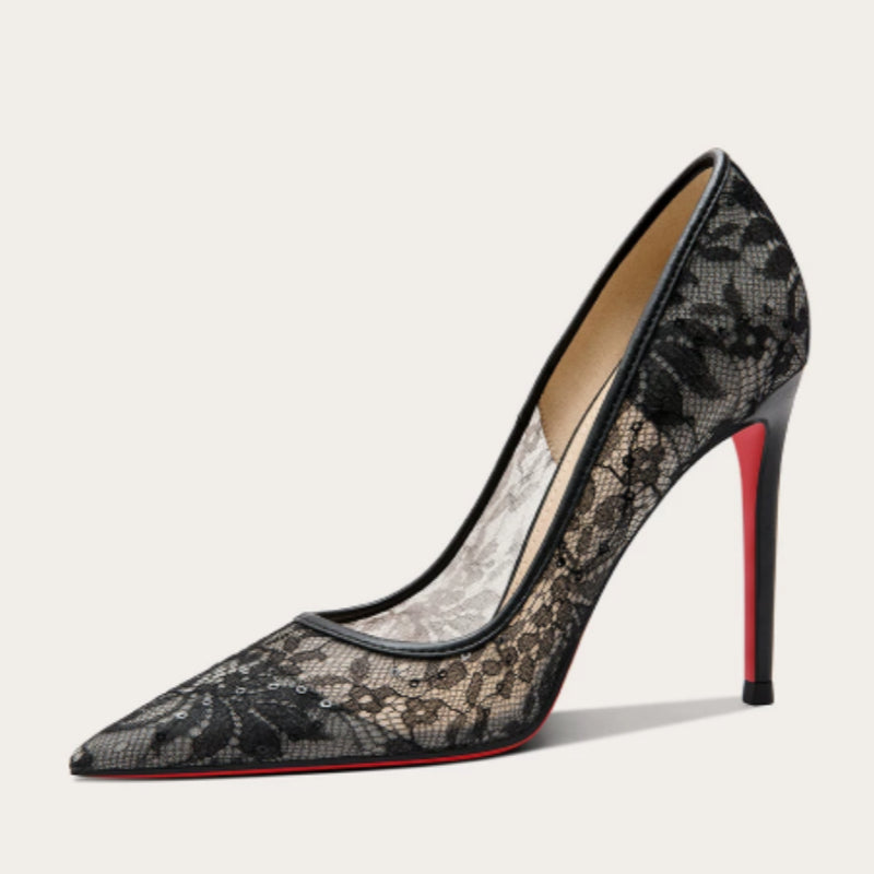 Talons hauts en dentelle pour femmes de plus grande taille