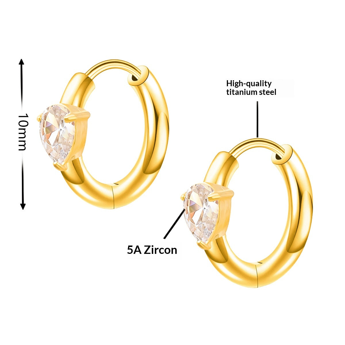 Boucles d'oreilles Zircon en acier de titane pour femmes