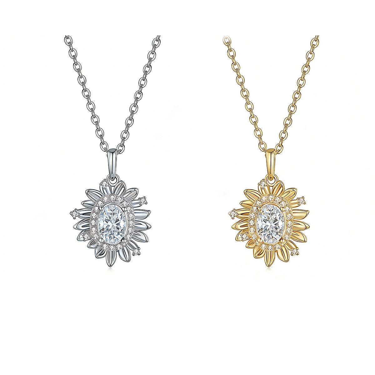 S925 Argent Sterling 5x7mm Oval Moissanite D Collier Aisy 45cm D Couleur VVS1 Or platine