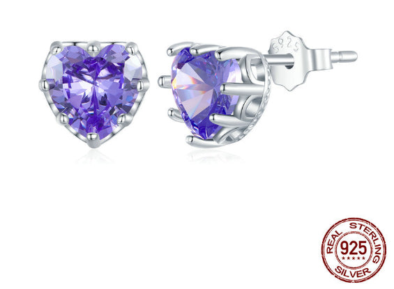 S925 Argent Sterling Décembre Love Boucles d'oreilles en pierre de naissance