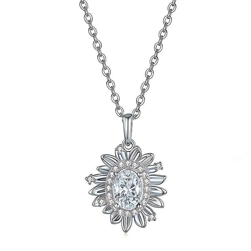S925 Argent Sterling 5x7mm Oval Moissanite D Collier Aisy 45cm D Couleur VVS1 Or platine
