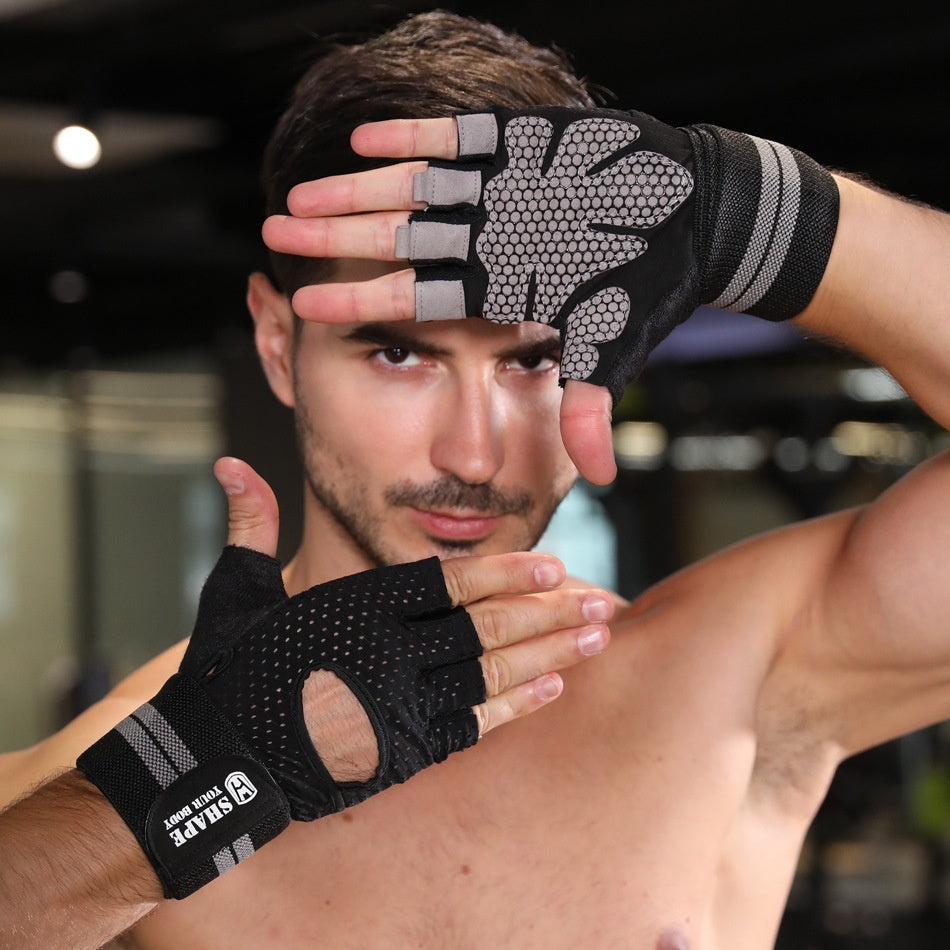 Gants de fitness haltérophilie pour les hommes et les femmes demi-finger sport anti-dérapant