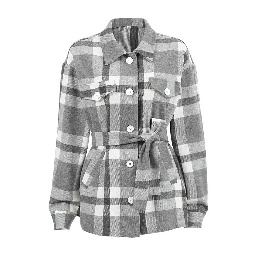 Mode d'hiver Lapel épaisse Lace-up femmes porter