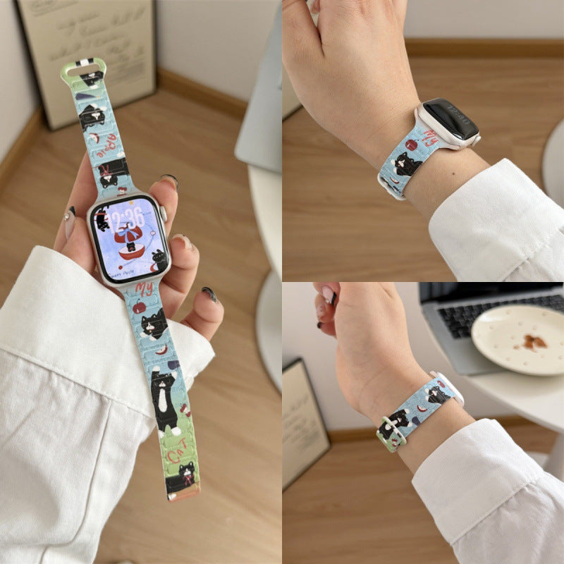 Bracelet de montre magnétique en silicone illustré