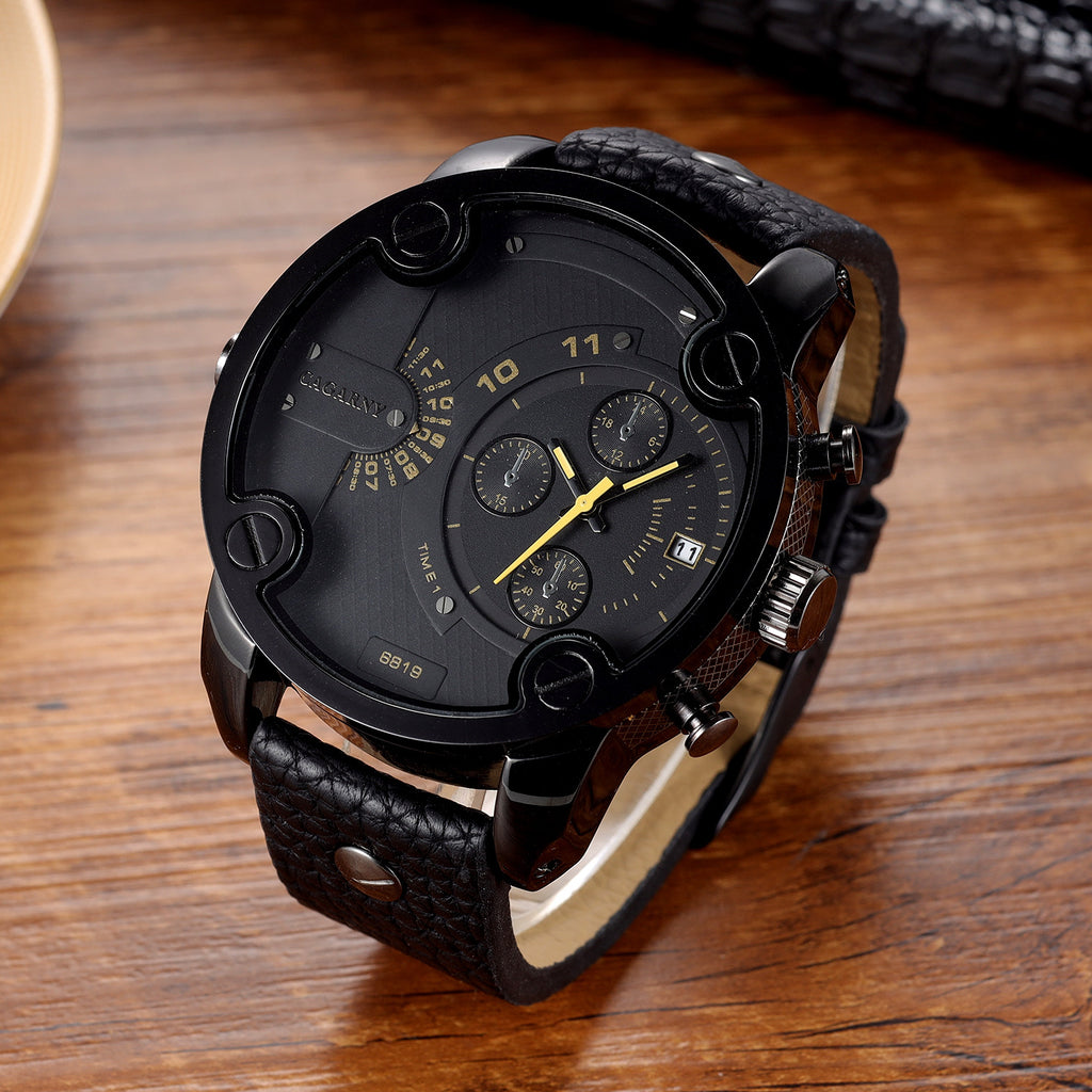 Grande Cadran Montres Quartz Calendrier Ceinture Style Montres Wrist Homme