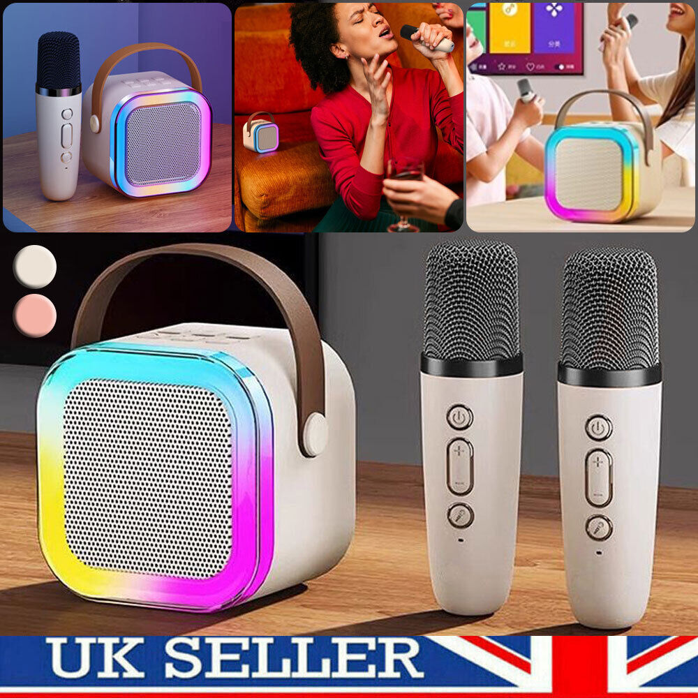 Haut-parleur Bluetooth Mini Karaoké pour enfants portables avec 2 microphones sans fil pour garçons