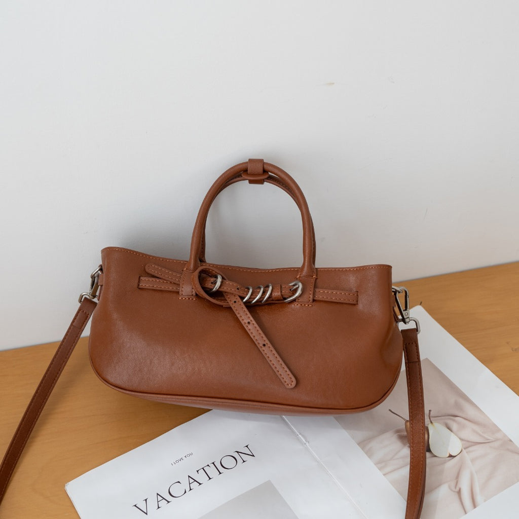 Sac à main vintage en cuir tanné aux légumes pour femmes