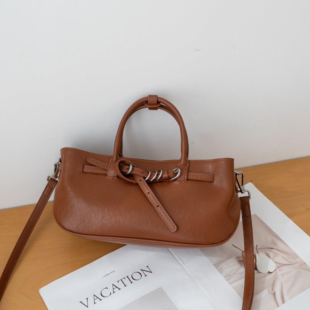 Sac à main vintage en cuir tanné aux légumes pour femmes
