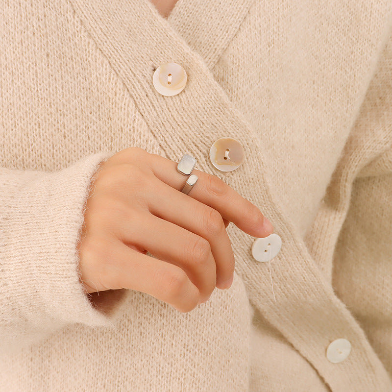 Vintage Mode White Seashell Anneau