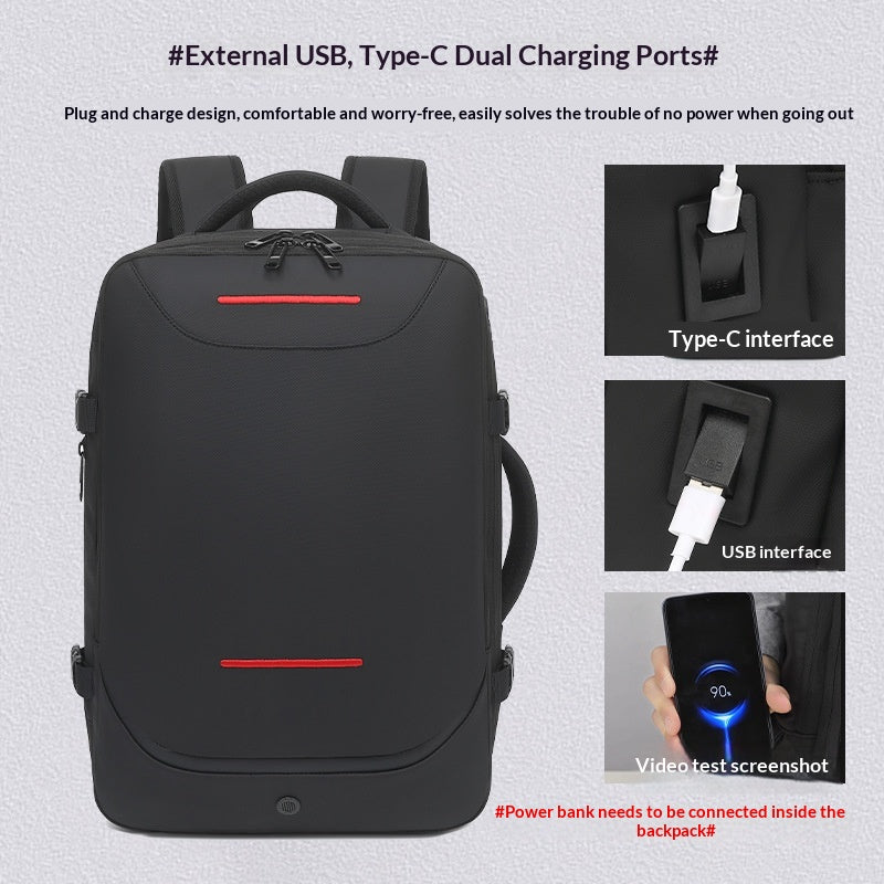 Sac à bandoulière extensible pour hommes Sac à dos de voyage haute capacité en compression sous vide
