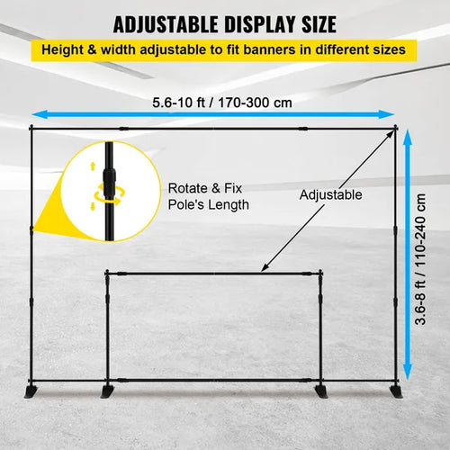 10x8 Ft Adjustable Backdrop Stand with Carry Bag - Heavy Duty for Party