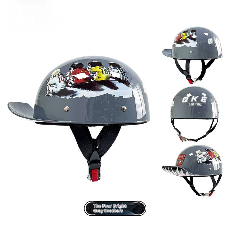 Casque Rétro Voiture électrique Femme Grande Chapeau Batterie Voiture d'équitation Casque universel