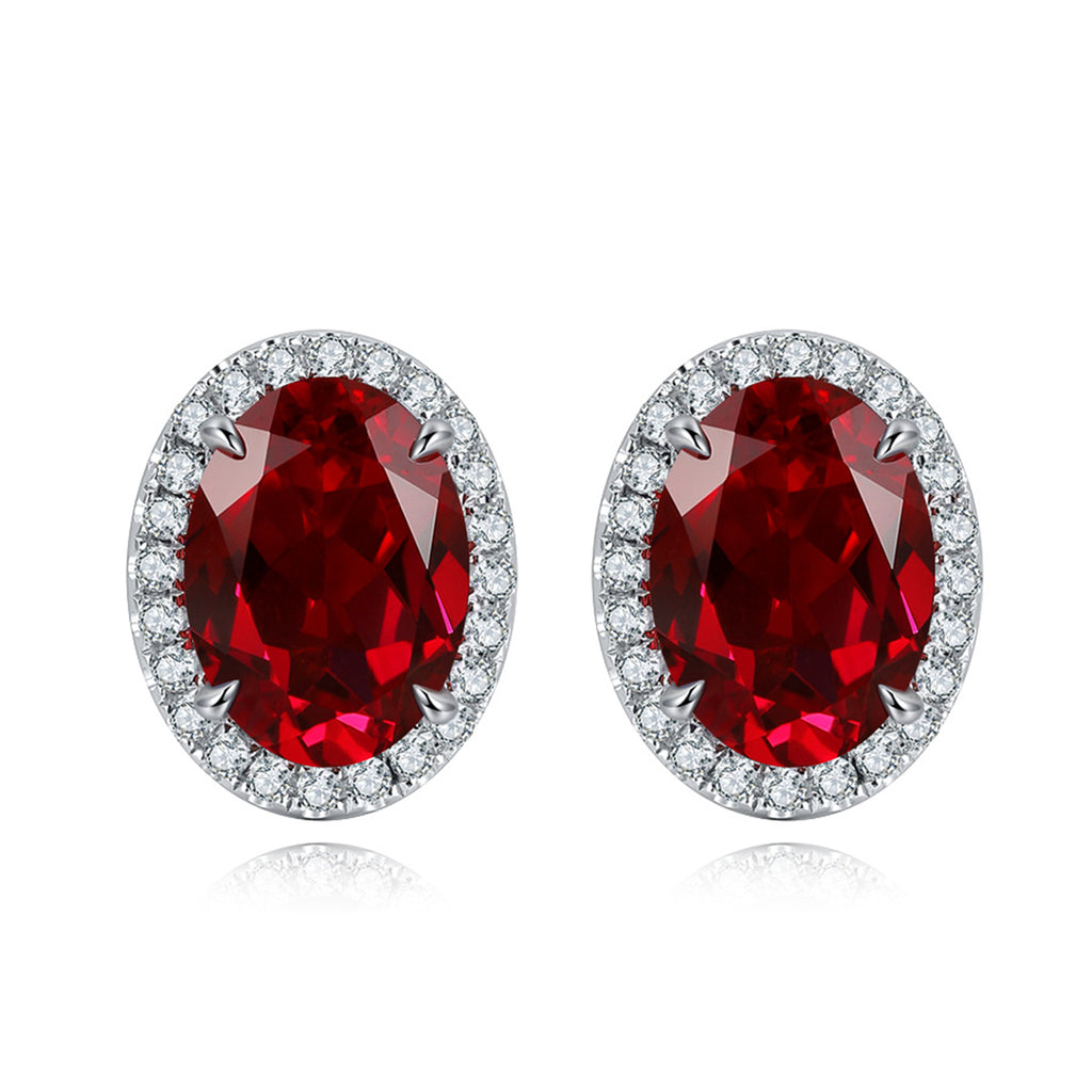 S925 Boucles d'oreilles en saphir rubis, en argent 1,9g