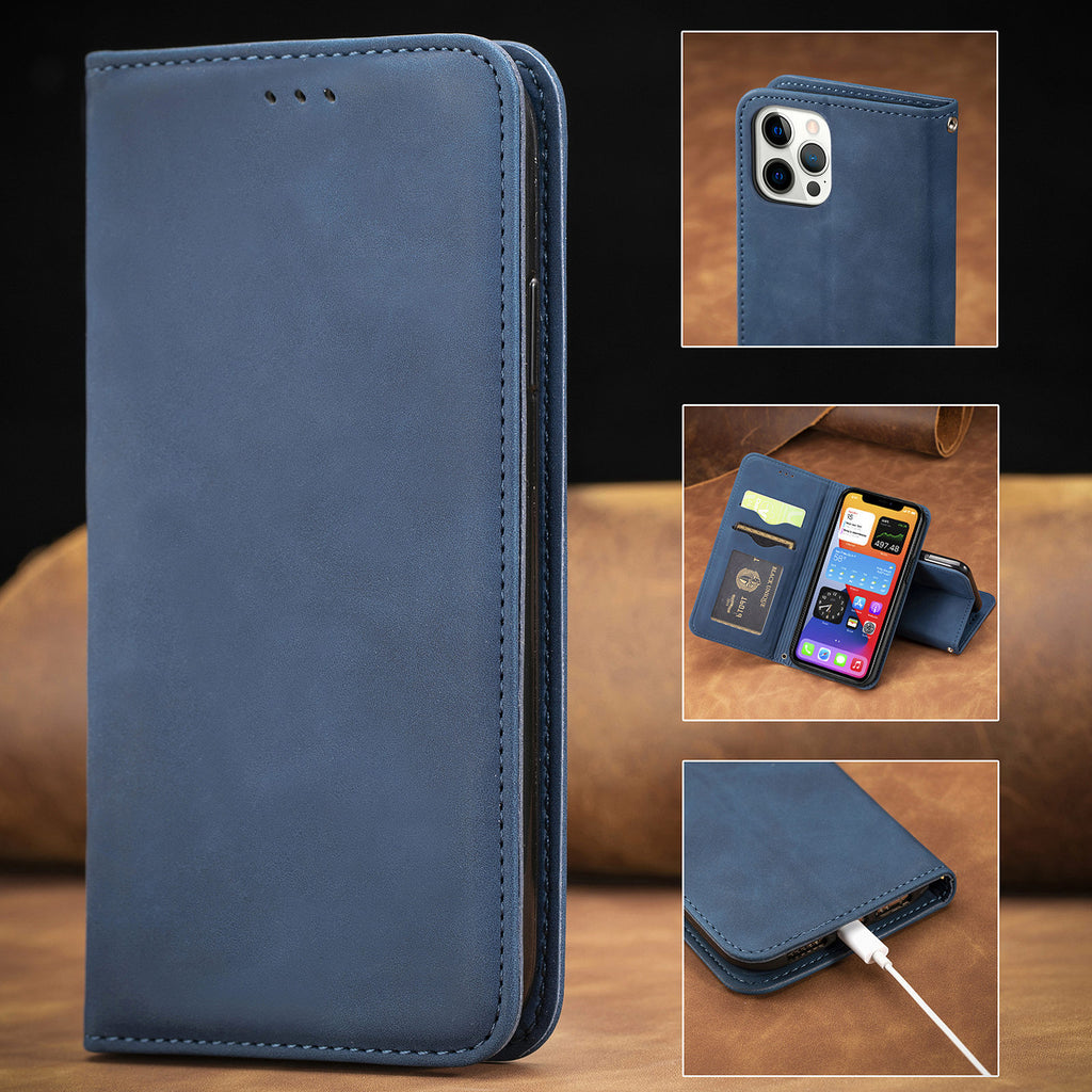 Skin Feeling Solid Color Business Magnetic Protection Cover