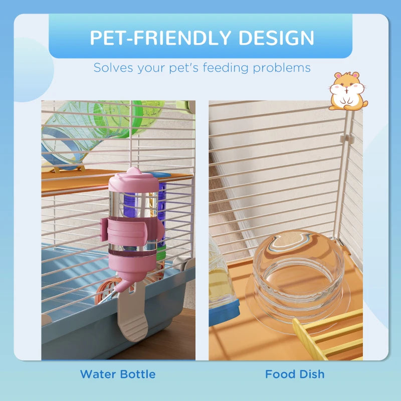 5 niveaux Hamster Cage Portable Animal Travel Carrier W Exercise Wheels Tube