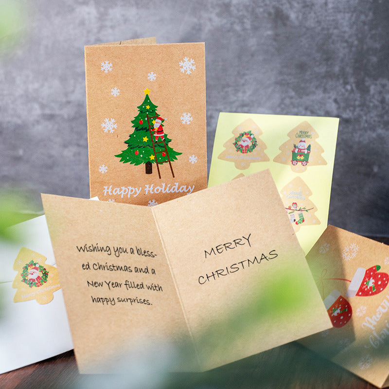Papier Kraft Carte de Noël Bénédiction Carte de message Sticker de carte d'enveloppe