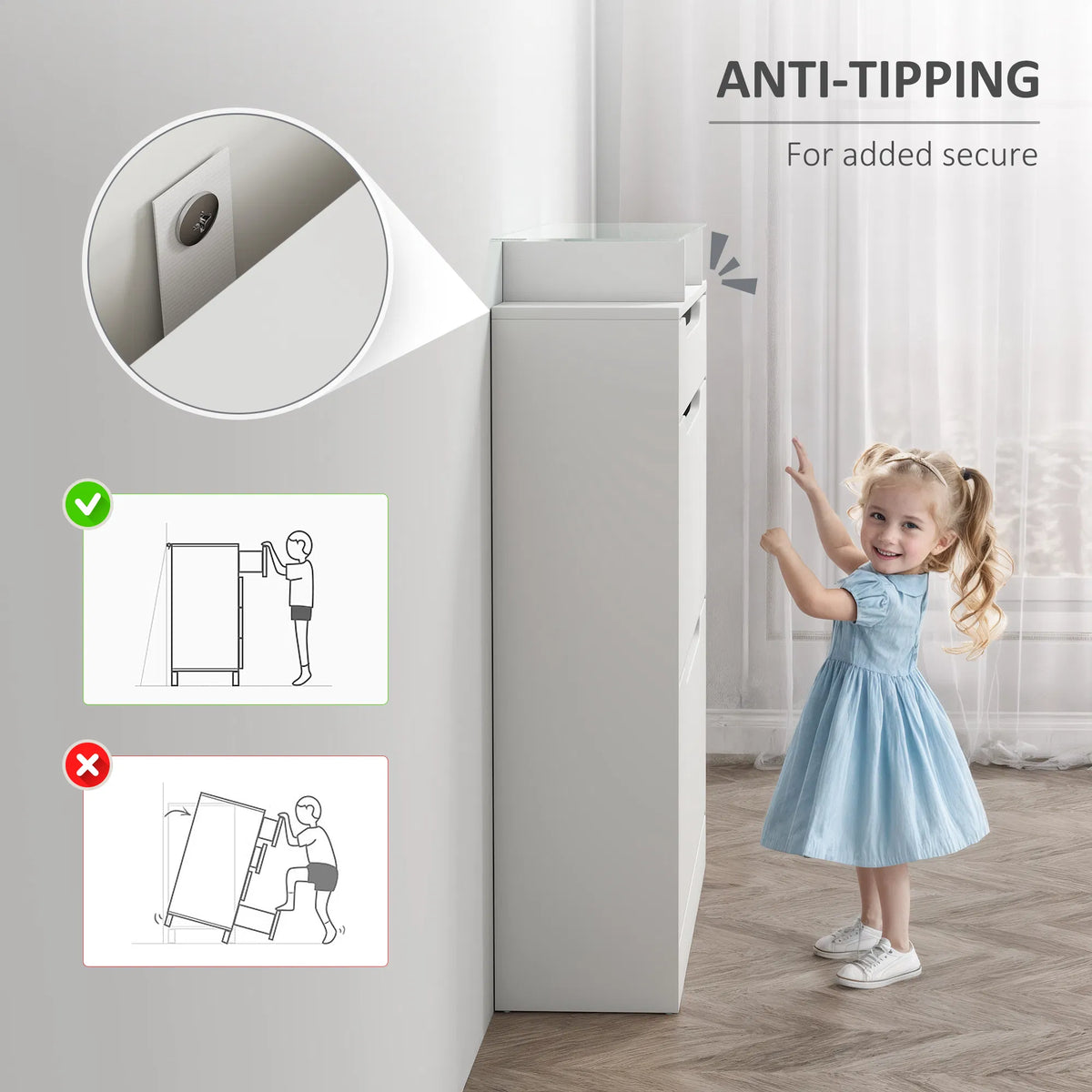 Armoire à chaussures brillantes avec 2 tiroirs et étagères réglables